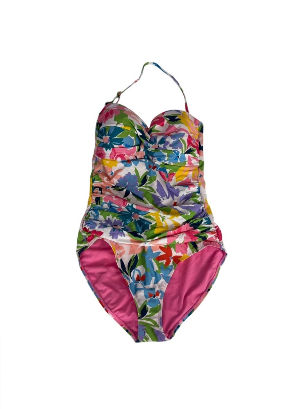 Anne Cole Pretty Floral One-Piece Swimsuit in Pink, Blue, Green, Yellow. 12 NWOT - Picture 6 of 8